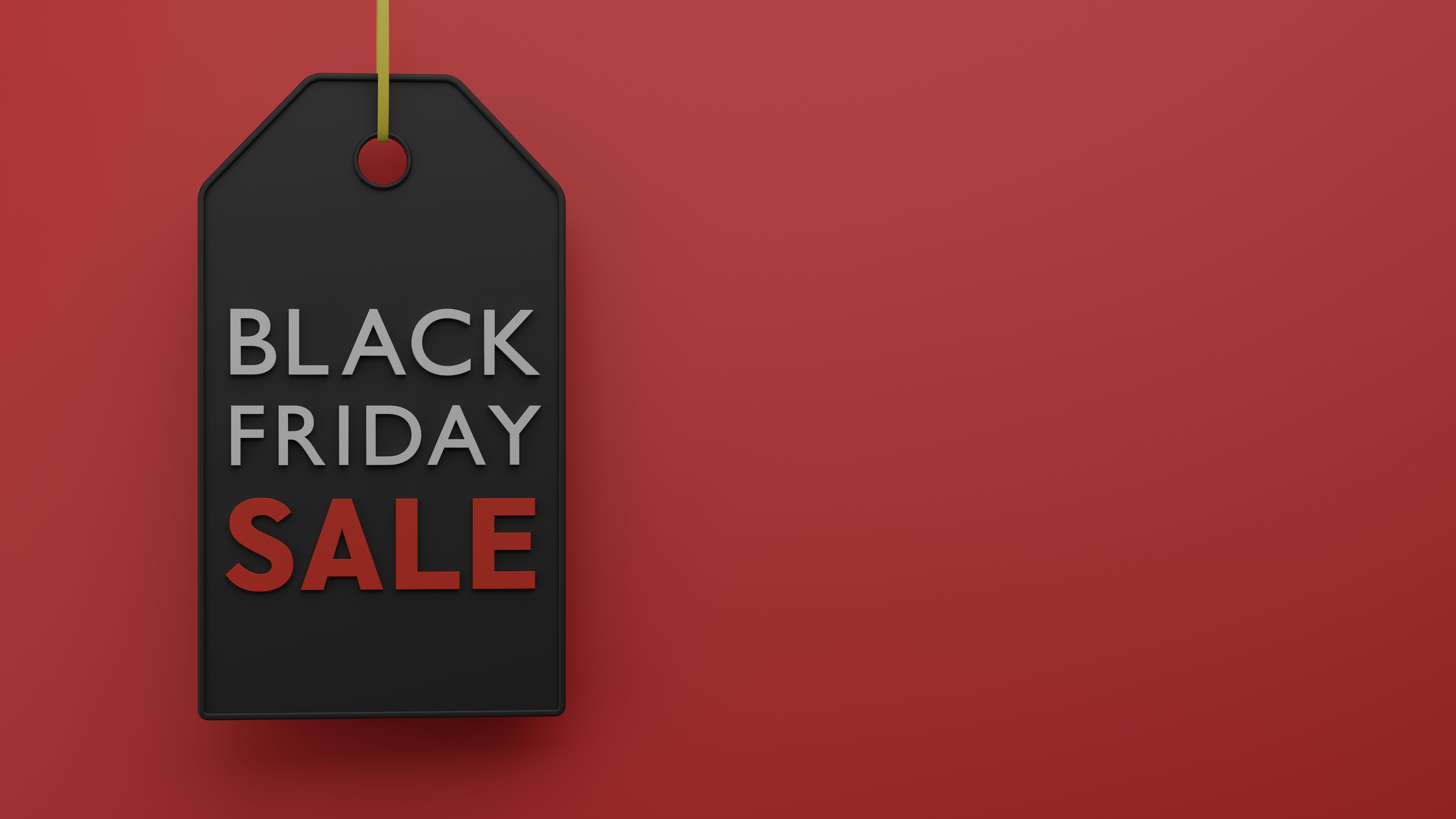 Black Friday Sale dark price tag 3D render illustration
